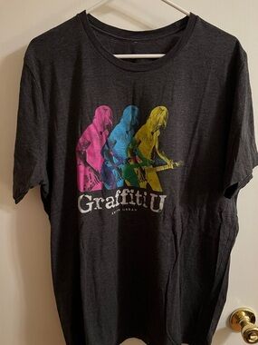 Graffiti U Short Sleeve Tee - Black with Pink/Blue/Yellow Print